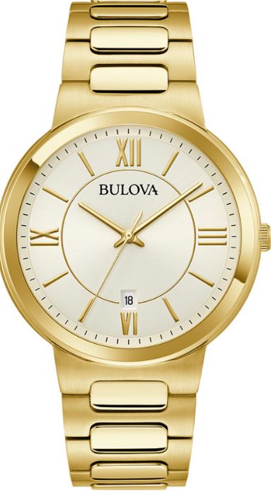 Bulova Watch Having A 40 Mm Yellow Tone Case With A Champagne Marker And Roman Dial  A Smooth Bezel And A Mineral Crystal